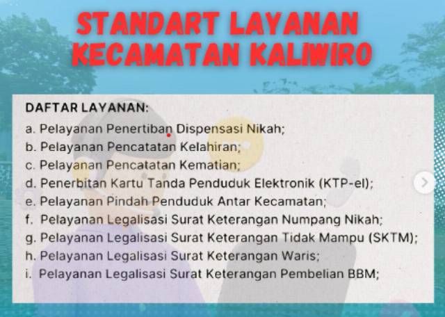 Daftar Pelayanan & Persyaratan di Kecamatan Kaliwiro